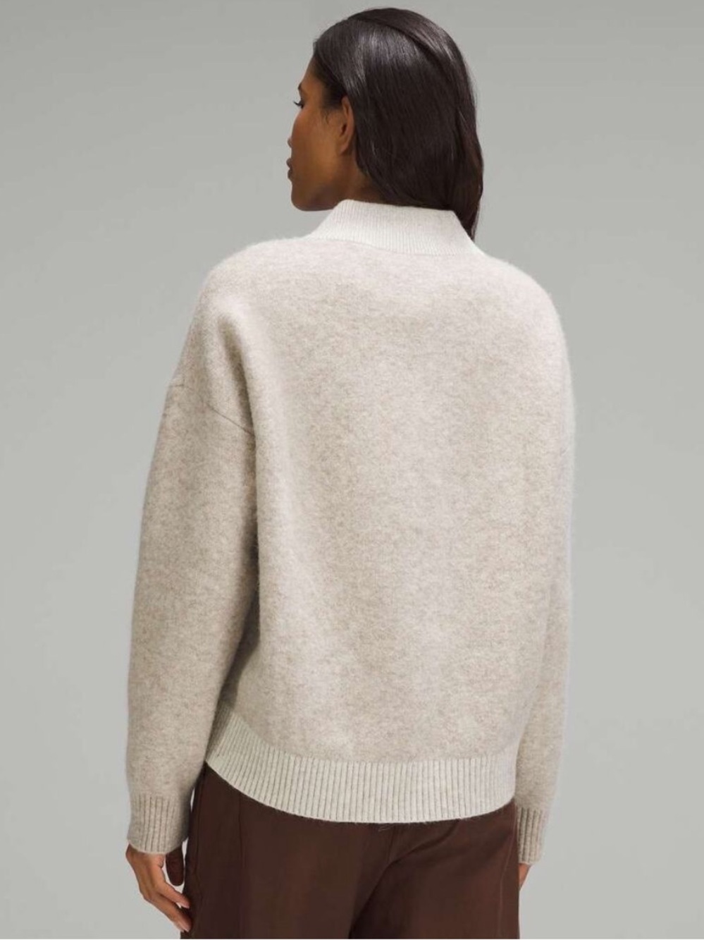 Lululemon Alpaca Wool-Blend V-Neck Sweater Heathered White Opal Size Small - Picture 3 of 8